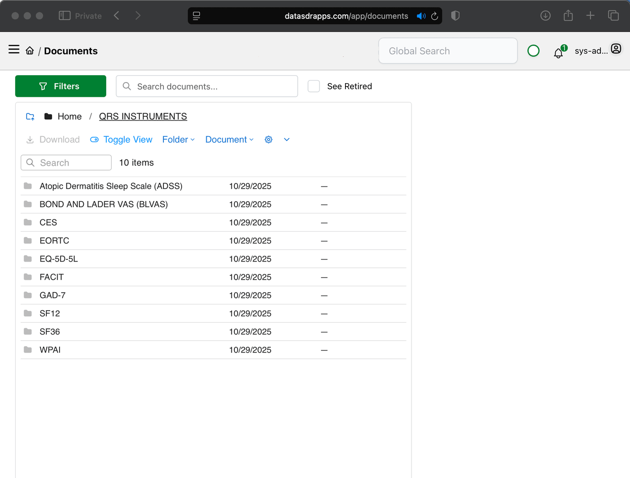 Document repository — version-controlled document management