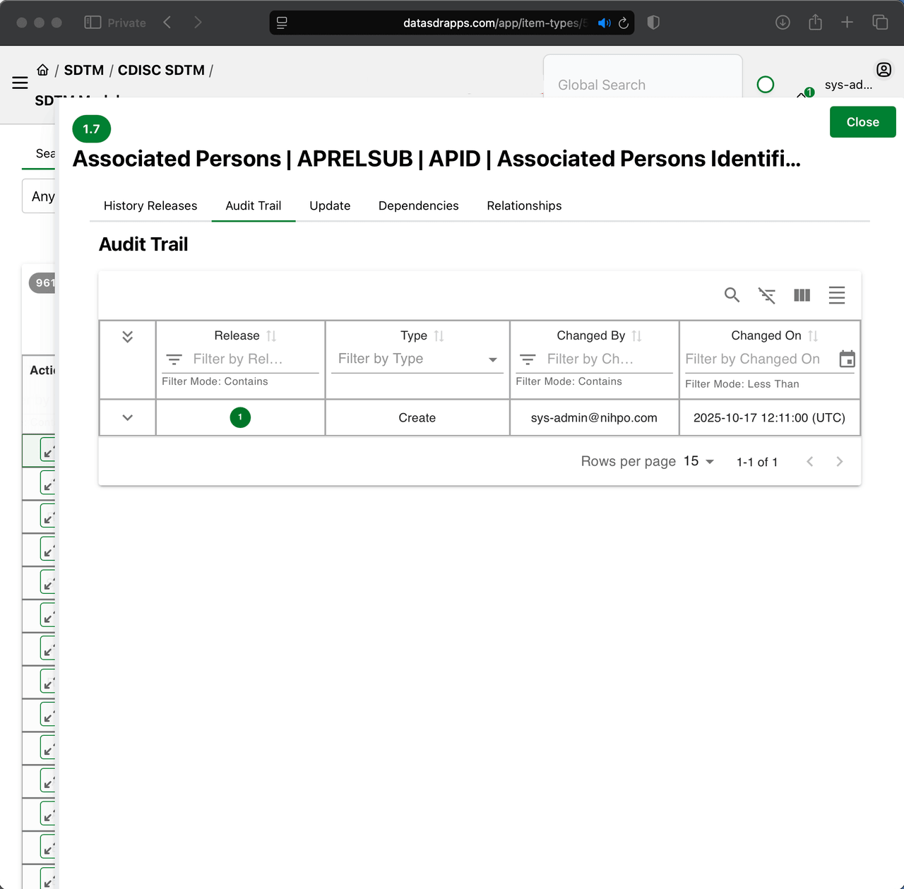 Audit trail — complete item-level change history