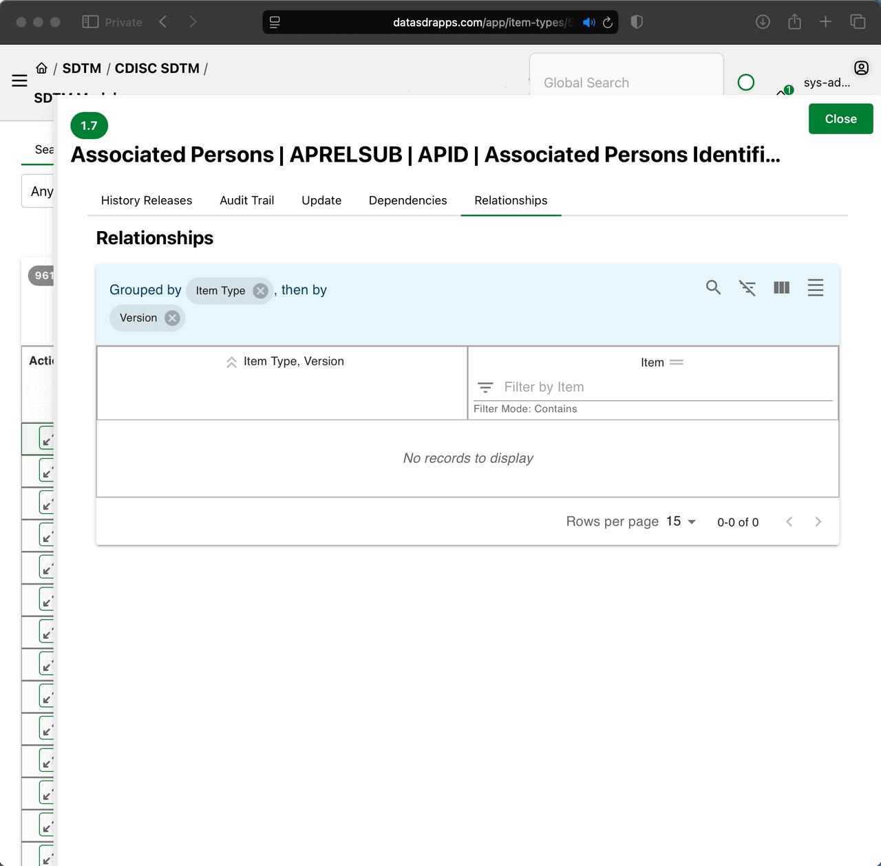 Relationships — item-level relationship management